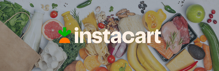 Groceries on a white background and the Instacart logo