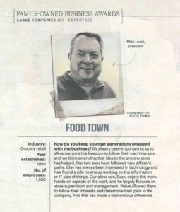 Food Town President Mike Lewis with preview of responses to Houston Business Journal Family-Owned Business questions