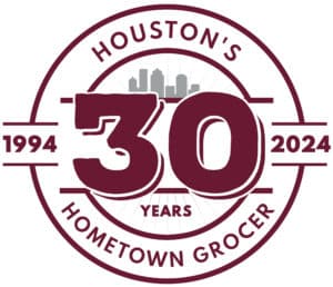 Food Town 30th anniversary seal with text “Houston’s hometown grocer 1994 – 2024”