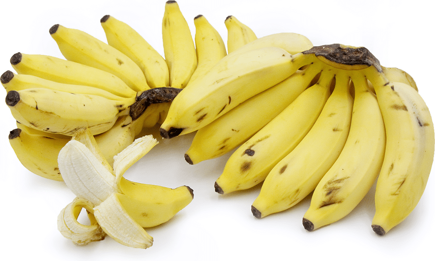 Finger banana bunches with one peeled